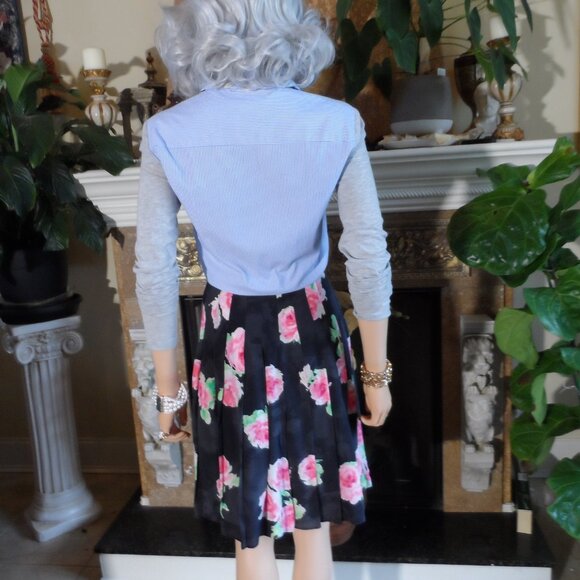 Moschino CheapandChic Blue Multi Cotton/Silk Pleated Dress Size US 4 - Picture 11 of 16